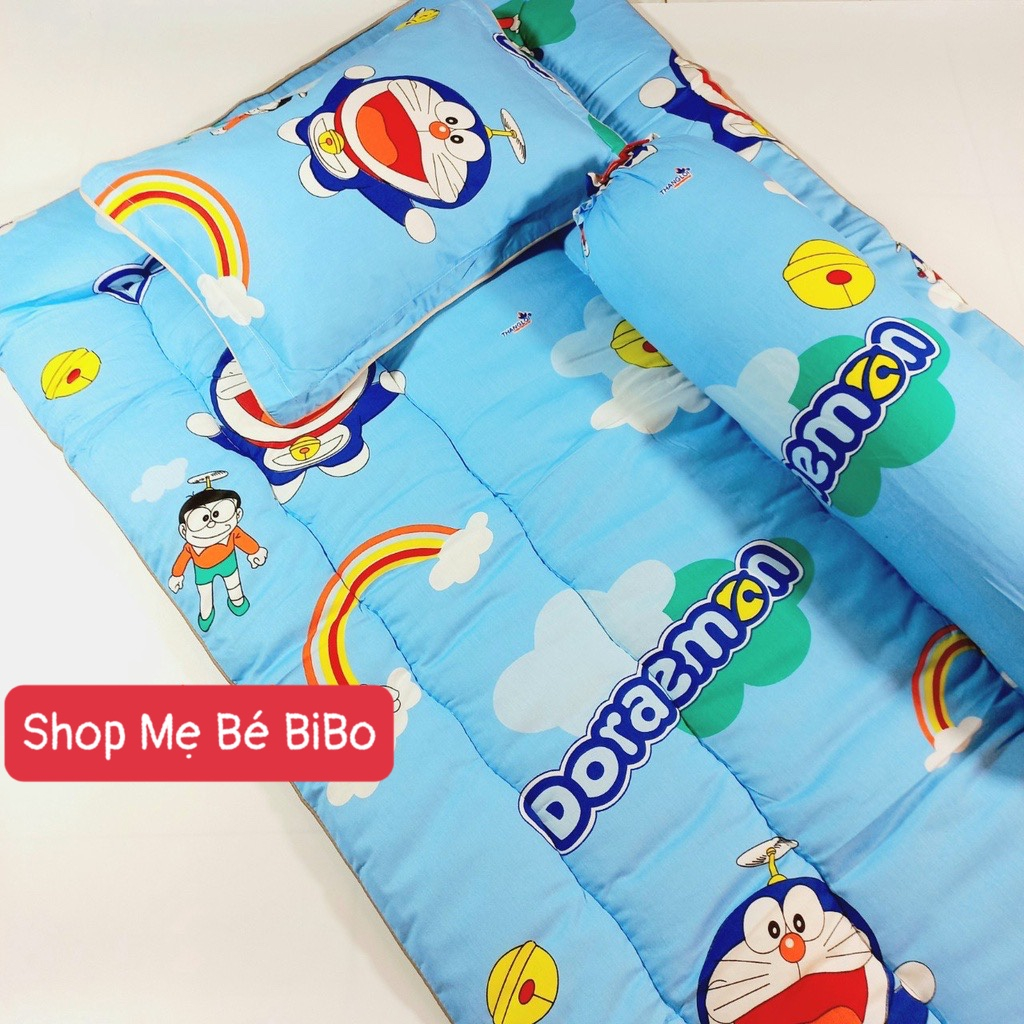 Combo Bộ Nệm Gối Cho Trẻ Học Mầm Non Tiểu Học, Nệm Gấp Gọn, Vải Cotton Trần Gòn Mềm Mịn Mát