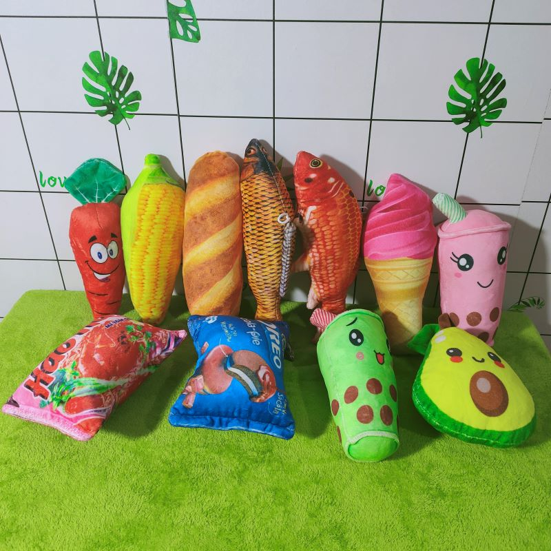 ĐỒ CHƠI NHỎ GẤU BÔNG CHÚ CHIM NHỒI BÔNG ĐỒ CHƠI BÁNH MÌ QUẢ BƠ BÌNH SỮA CHO BÉ