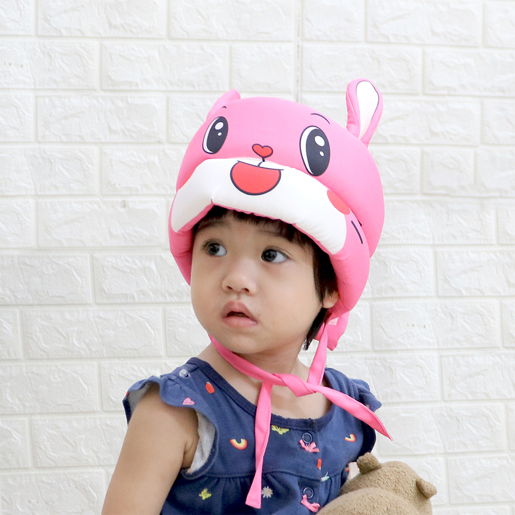Mũ bảo vệ đầu cho bé tập đi - Mũ bảo hiểm cho bé hình Thỏ hồng