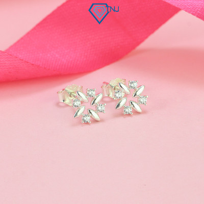 Bông tai bạc nữ đính đá nhỏ xinh xắn TNJ JEWELRY, khuyên tai bạc 925 chốt đấy basic sang trọng BTN0213 - Trang Sức TNJ