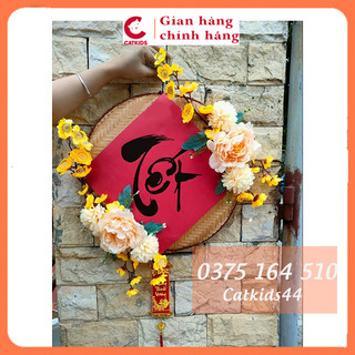 Mẹt tre trang trí Tết, chữ Tết , đường kính 40cm