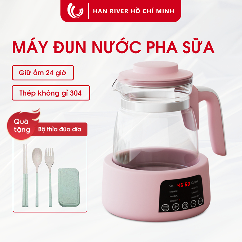 HAN RIVER Máy đun nước pha sữa 24 giờ nhiệt độ,có điều chỉnh và giữ nhiệt độ liên tục thông minh,Dung Tích 1.2L