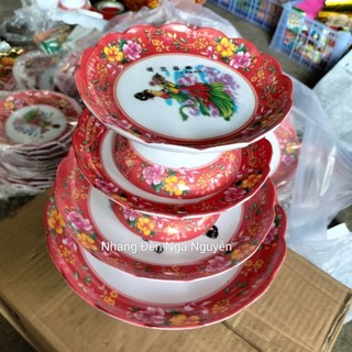 Đĩa nhựa chưng trái cây thờ cúng/Bộ 3 ly, 5 ly Melanin nhiều size