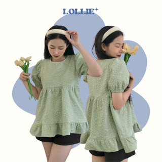 áo babydoll LOLLIE STUDIO TKA299 peplum vải gấm xốp hoa nổi