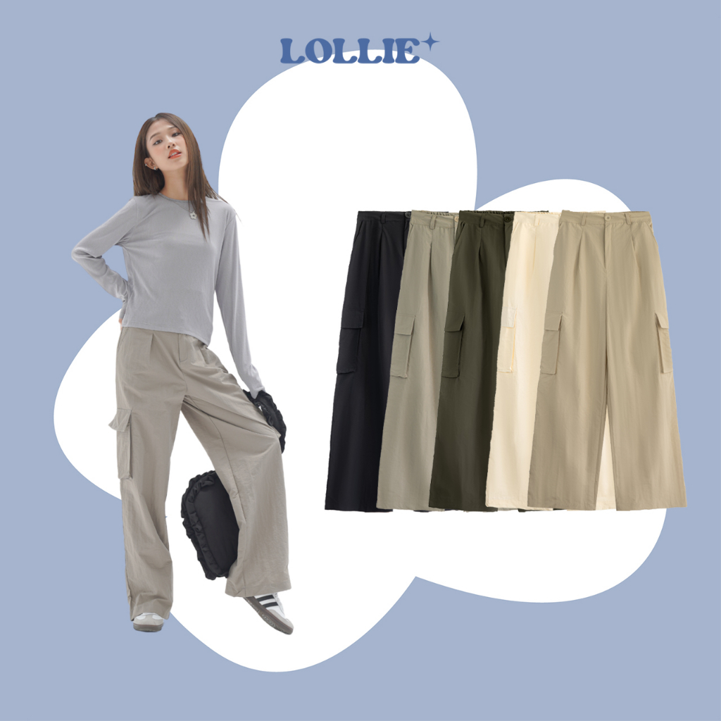 Quần parachute dù túi hộp cạp cúc lưng chun TKQ43 LOLLIE STUDIO
