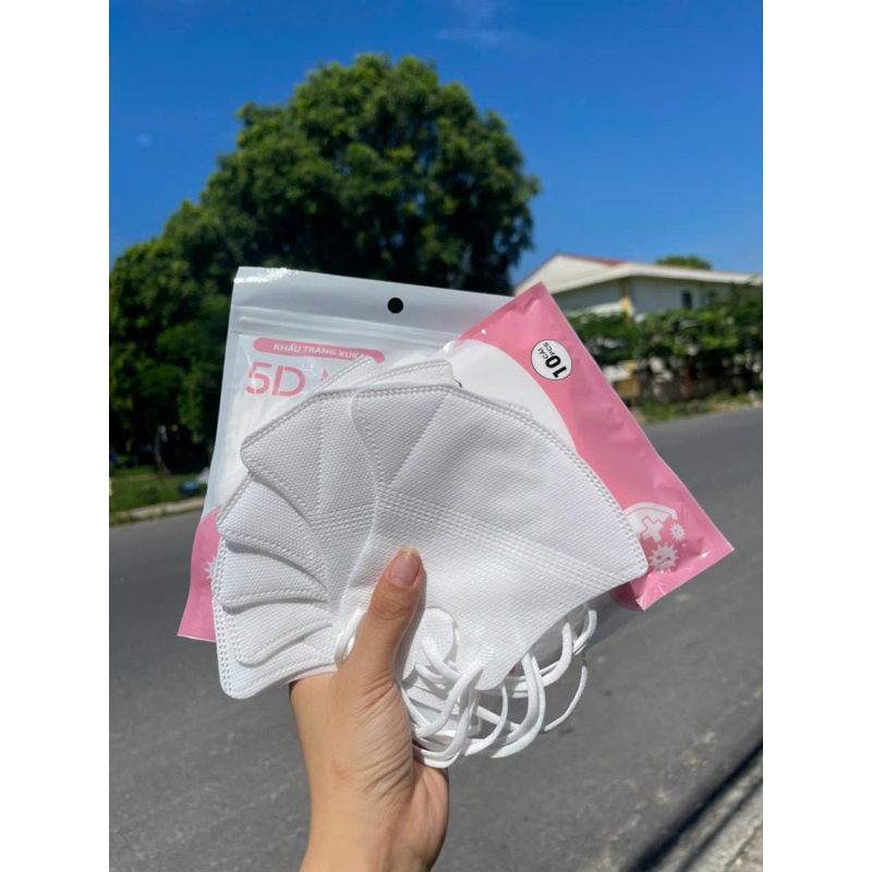 Miễn ship khẩu trang 5D 5d xuka unisan màu trắng.