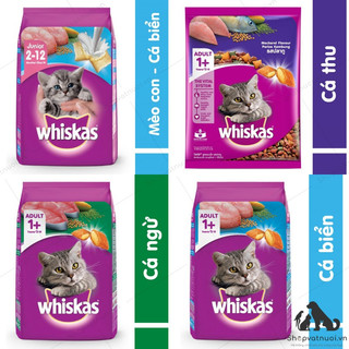 Thức Ăn Hạt Khô Cho Mèo Lớn Mèo Con Vị Cá Biển Cá Ngừ Cá Thu Và Sữa Whiskas 400g