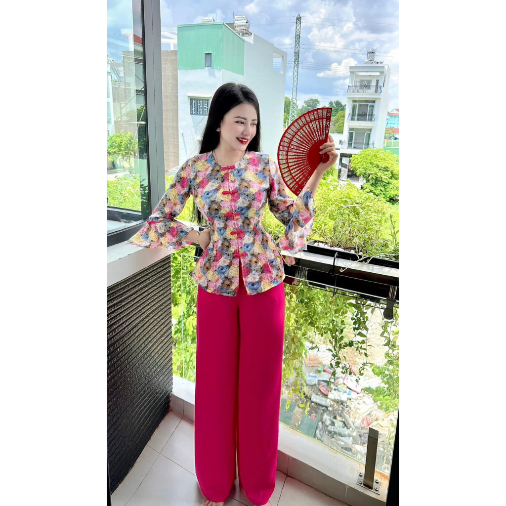 BỘ BÀ BA LỤA HOA 3D TAY XÒE