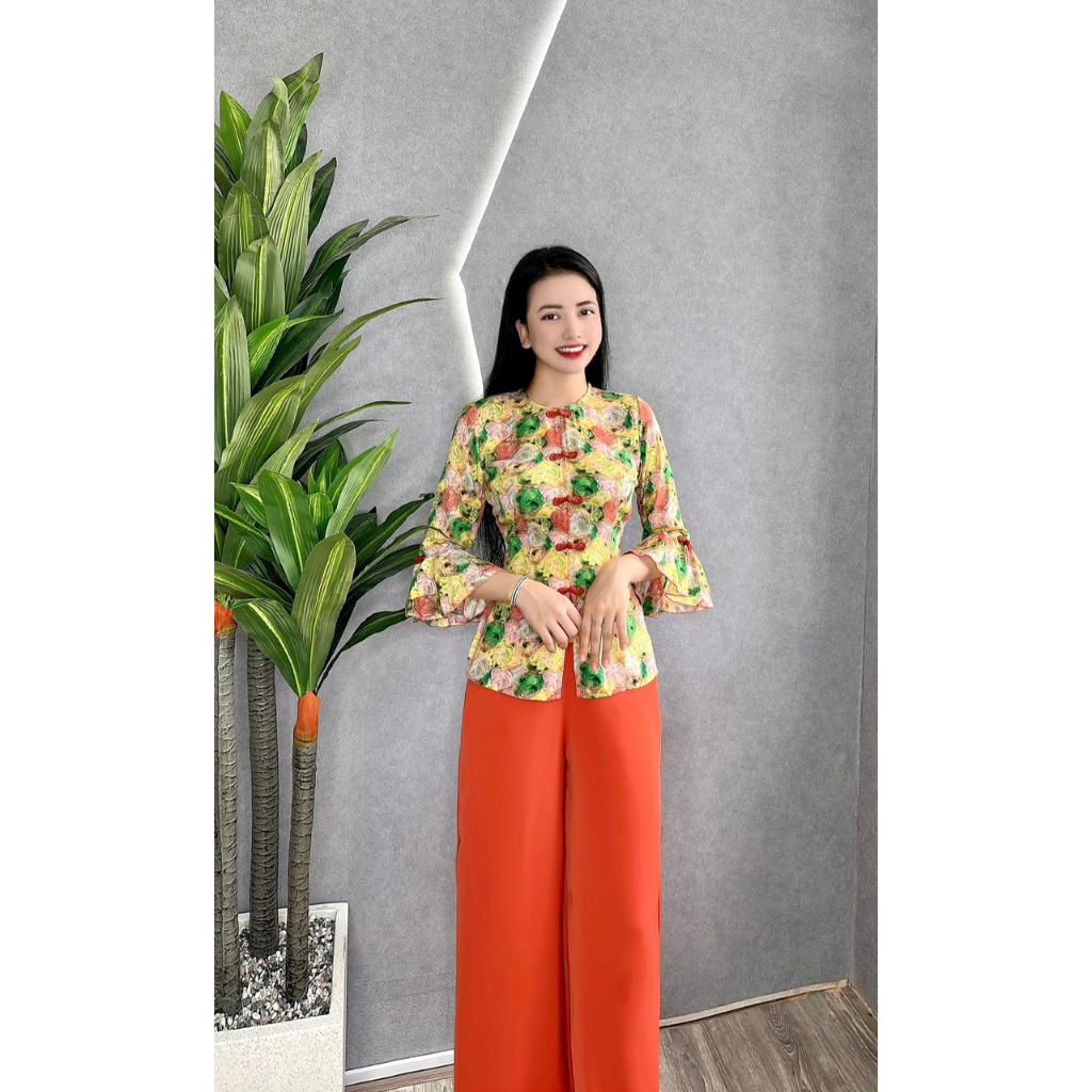 BỘ BÀ BA LỤA HOA 3D TAY XÒE