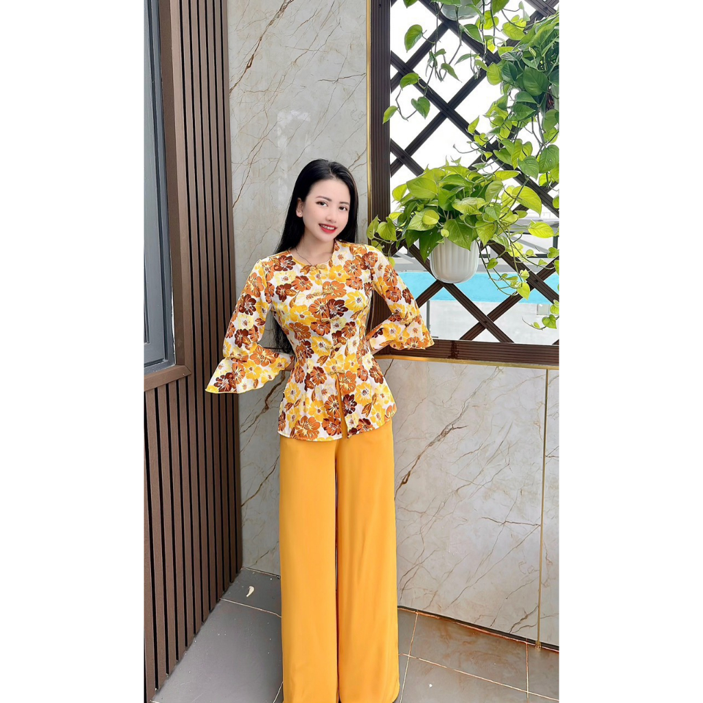 BỘ BÀ BA LỤA HOA 3D TAY XÒE