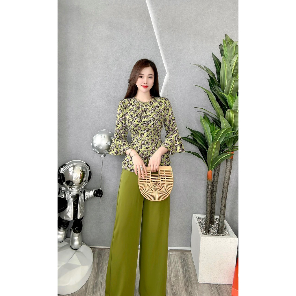 BỘ BÀ BA LỤA HOA 3D TAY XÒE