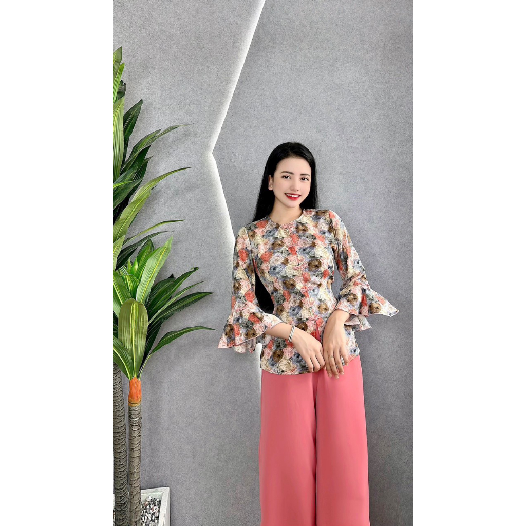 BỘ BÀ BA LỤA HOA 3D TAY XÒE