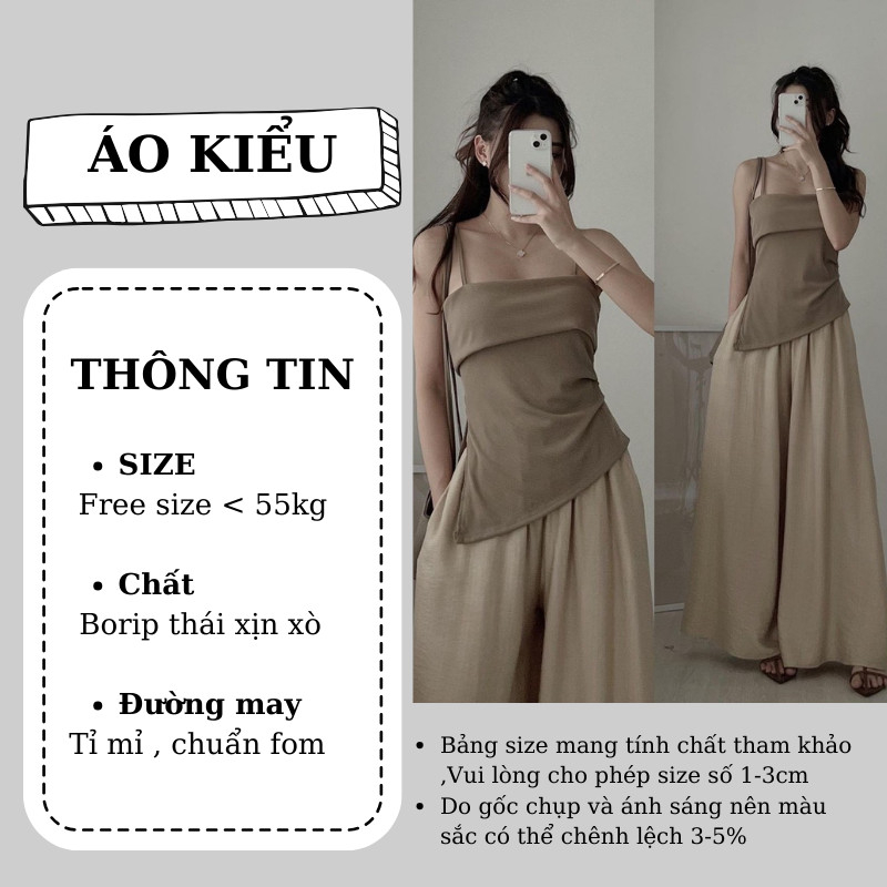 ÁO 2 DÂY THUN TĂM RYSO FASHION VẠT SƯỜN XẾP LY EO VẠT LỆCH CHÉO CO DÃN