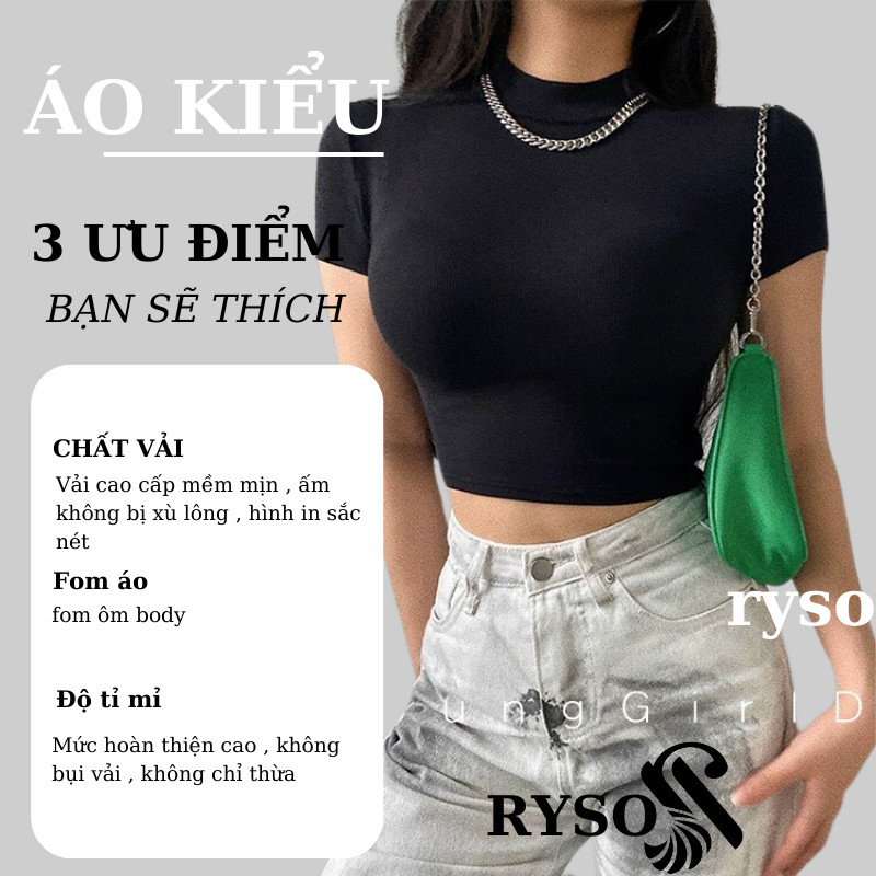 Áo Thun Cổ Lọ RYSO FASHION Tay Ngắn Form Ôm Chất Thun Gân Dày Dặn