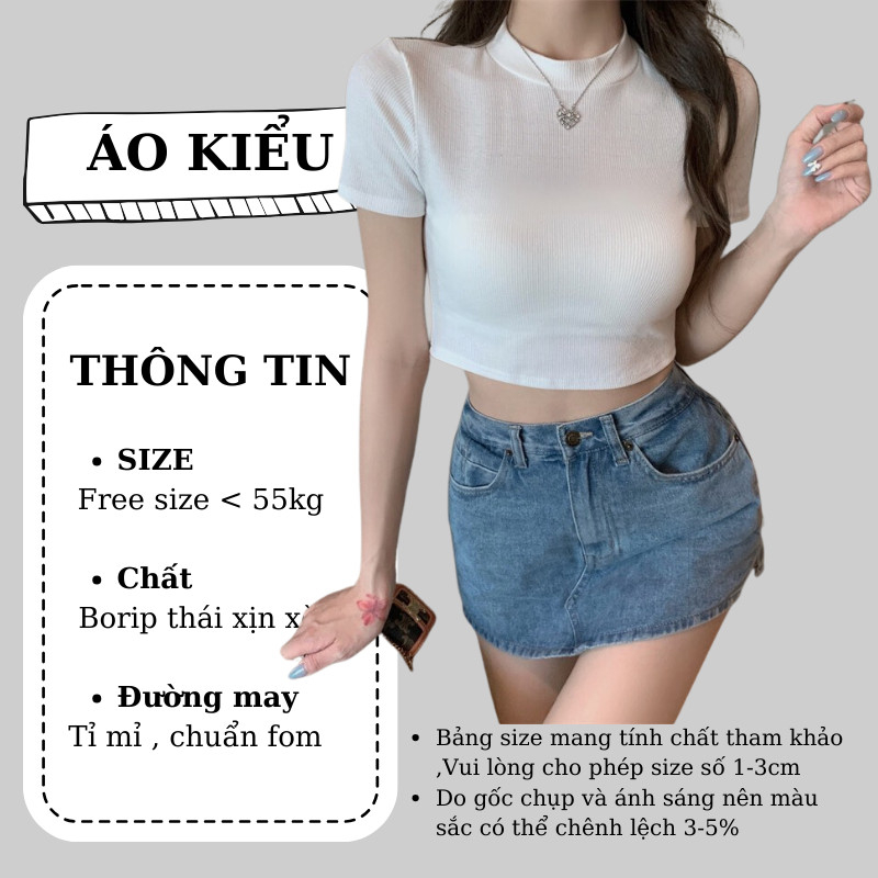 Áo Thun Cổ Lọ RYSO FASHION Tay Ngắn Form Ôm Chất Thun Gân Dày Dặn