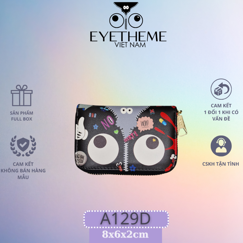 【 EYETHEME 】 Ví nữ cầm tay cao cấp mini dễ thương nhiều ngăn đựng card có khóa kéo A129
