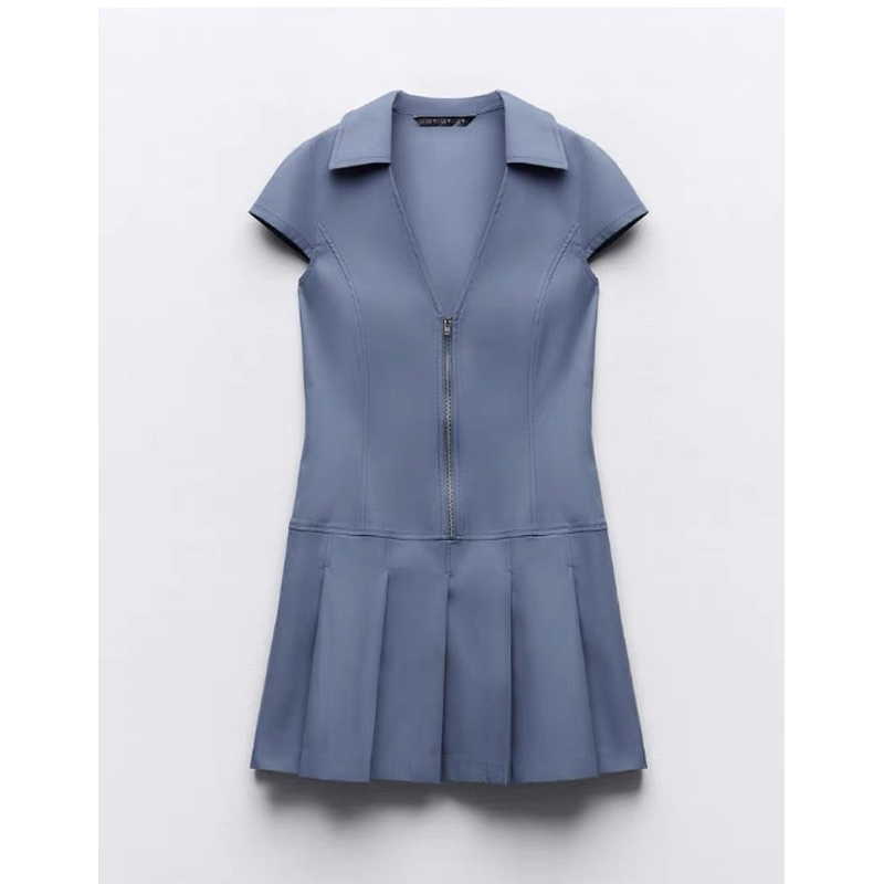 Đầm váy mini xếp ly khoá kéo Zara xuất V090