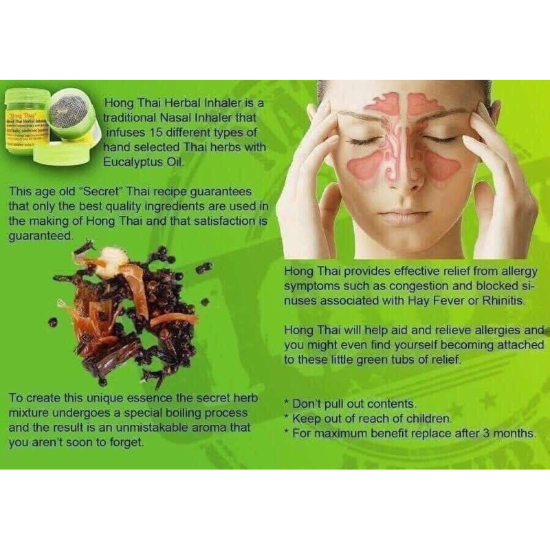 01 Hủ Hít Thảo Dược Thông Mũi Giảm Xoang Herbal HongThai Brand Thái Lan