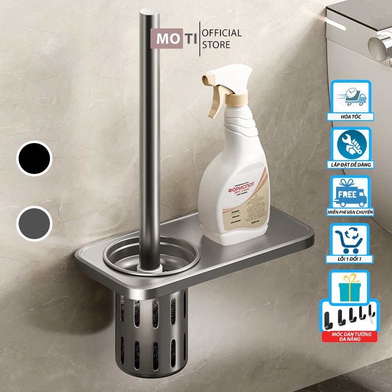 Bộ Chổi Cọ Vệ Sinh Toilet Gắn Tường MOTI, Cọ Bồn Cầu Mềm Mại Lau Sạch Mọi Ngóc Ngách Vết Bẩn