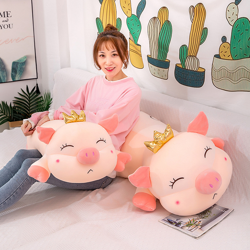 Gấu Bông Heo Vương Miệng Nằm - Gối Ôm Heo Nữ Hoàng Nằm size to 1m1