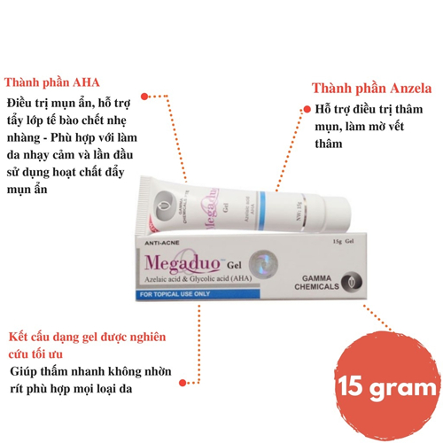 Megaduo 15g - Gel giảm mụn ẩn, giảm thâm, Megaduo Gel bản thường AHA và bản Plus Retinal