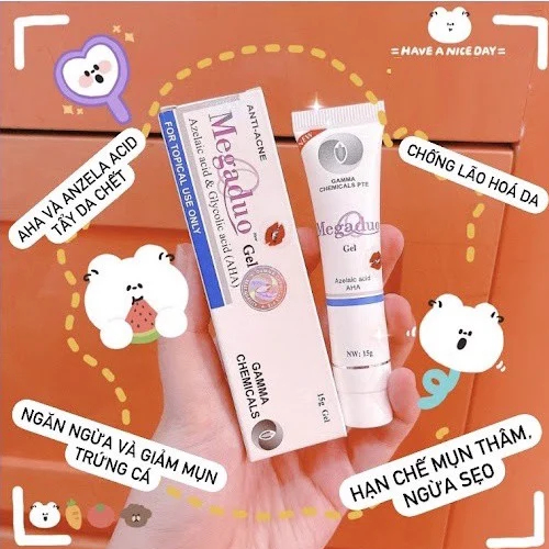 Megaduo 15g - Gel giảm mụn ẩn, giảm thâm, Megaduo Gel bản thường AHA và bản Plus Retinal