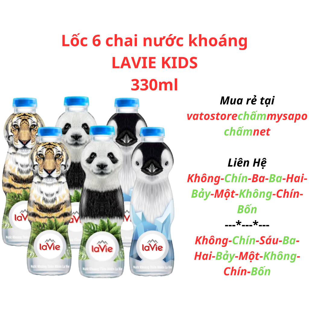 Thùng 24 chai nước khoáng không ga LAVIE KIDS 330ml / Lốc 6 chai nước khoáng LA VIE KIDS 330ml