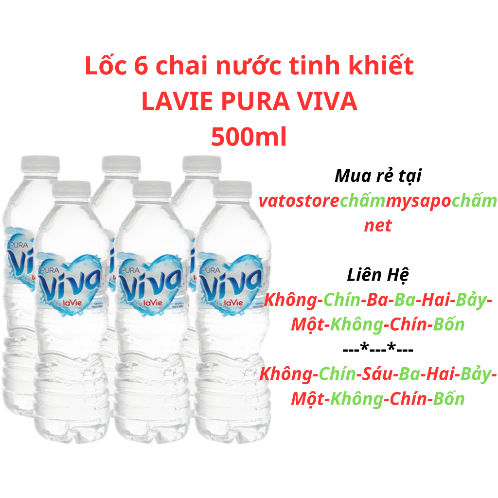 Thùng 24 chai nước tinh khiết VIVA LAVIE 500ml / Lốc 6 chai nước LA VIE VIVA tinh khiết 500ml