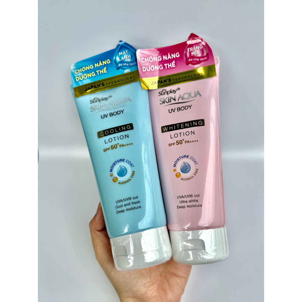 Kem chống nắng Body Skin Aqua, kem chống nắng Sunplay Skin Aqua UV Body Lotion dưỡng da trắng mịn 150g