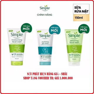 Sữa rửa mặt simple giúp da sạch thoáng minh màng 150ml