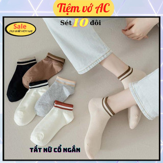 Tất cổ ngắn sét 5 đôi - tất nữ hàn quốc cổ 5 màu - t14