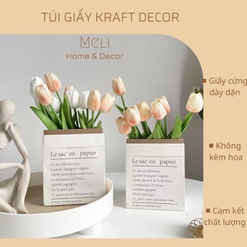 Túi Giấy Kraft Decor, Giỏ Đựng Hoa Trang Trí Studio