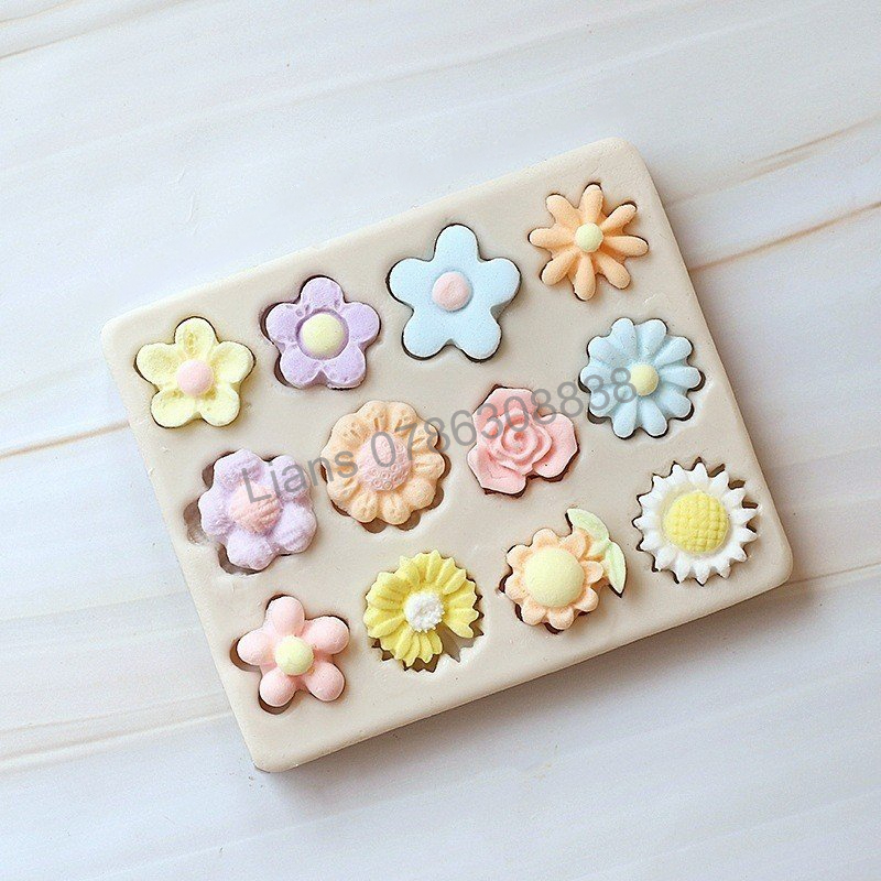 SG - Khuôn silicon làm bánh fondant rau câu 4d hoa mai đào, hoa hướng dương