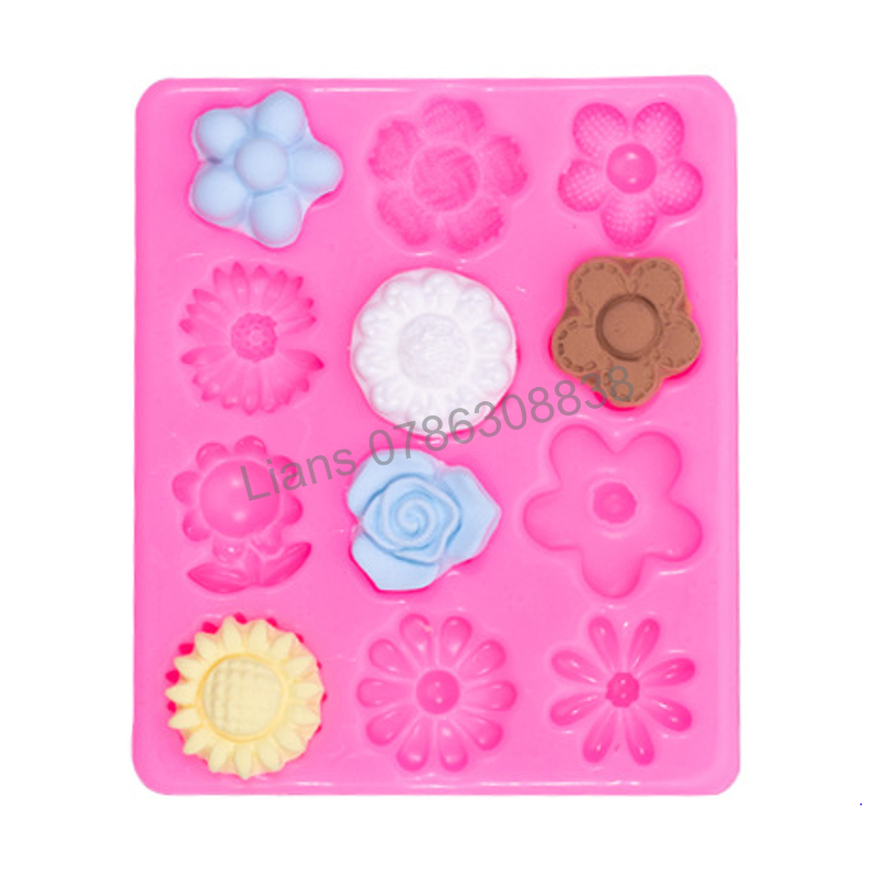 SG - Khuôn silicon làm bánh fondant rau câu 4d hoa mai đào, hoa hướng dương