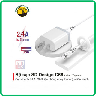 Củ sạc, bộ củ cáp sạc C66 Chính hãng SD Design hỗ trợ sạc nhanh an toàn cho điện thoại