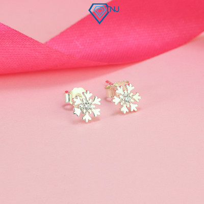 Bông tai nữ bạc bông tuyết mini nạm đá TNJ JEWELRY, khuyên tai bạc S925 chốt đẩy basic dễ thương BTN0215 - Trang Sức TNJ