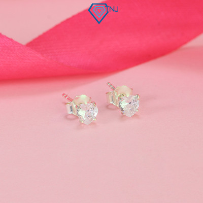 Bông tai nữ bạc đính đá trái tim mini TNJ JEWELRY, khuyên tai bạc 925 cao cấp thời trang cá tính BTN0219 - Trang Sức TNJ