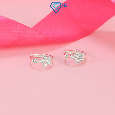 Bông tai bạc nữ tròn đính đá hình bông hoa chốt bấm TNJ JEWELRY, khuyên bạc S925 basic đi tiệc BTN0220 - Trang Sức TNJ