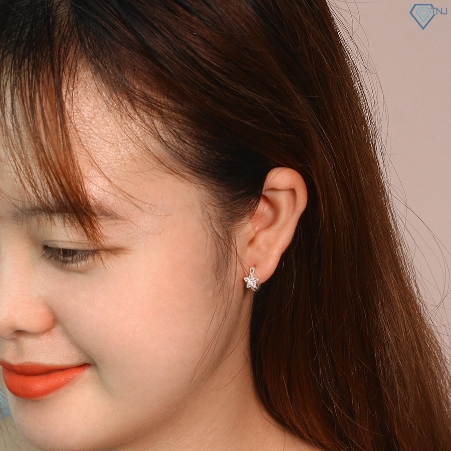 Bông tai bạc nữ tròn đính đá hình bông hoa chốt bấm TNJ JEWELRY, khuyên bạc S925 basic đi tiệc BTN0220 - Trang Sức TNJ