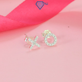  Hoa tai bạc nữ X,O đính đá mini lấp lánh TNJ JEWELRY khuyên tai bạc S925 cao cấp basic cá tính BTN0218 - Trang Sức TNJ 