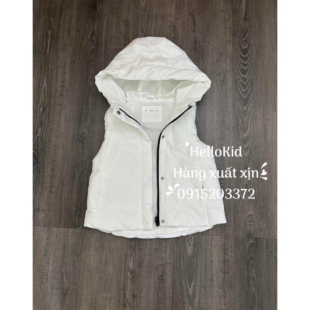 Áo gile phao trắng trần bông m.n.g cho bé