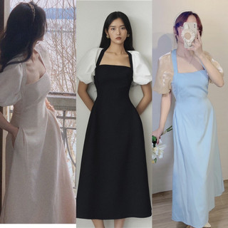 Váy Midi Cổ Vuông ( ảnh thật trải )
