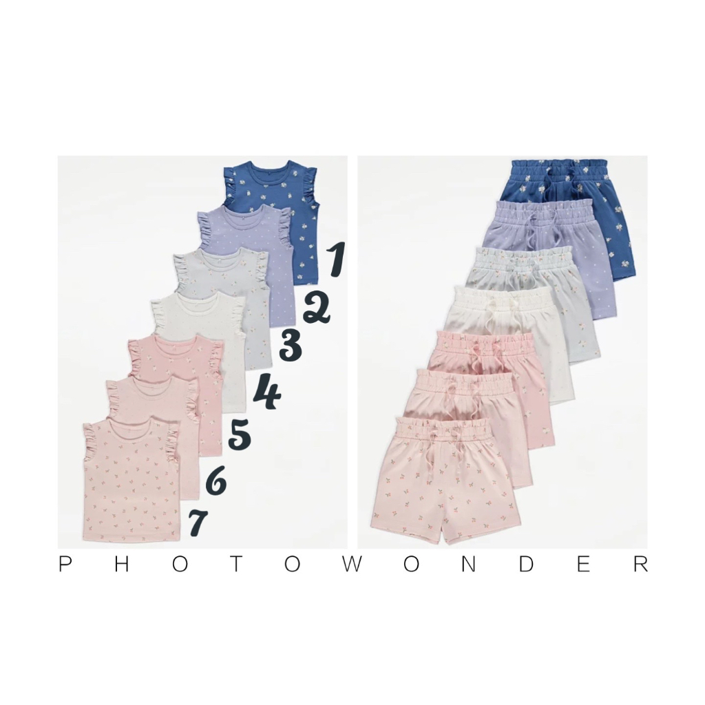 Tách set bộ cotton mềm mát, tone trắng xanh bé gái, hàng chuẩn AU.TH Geor.ge UK săn SALE