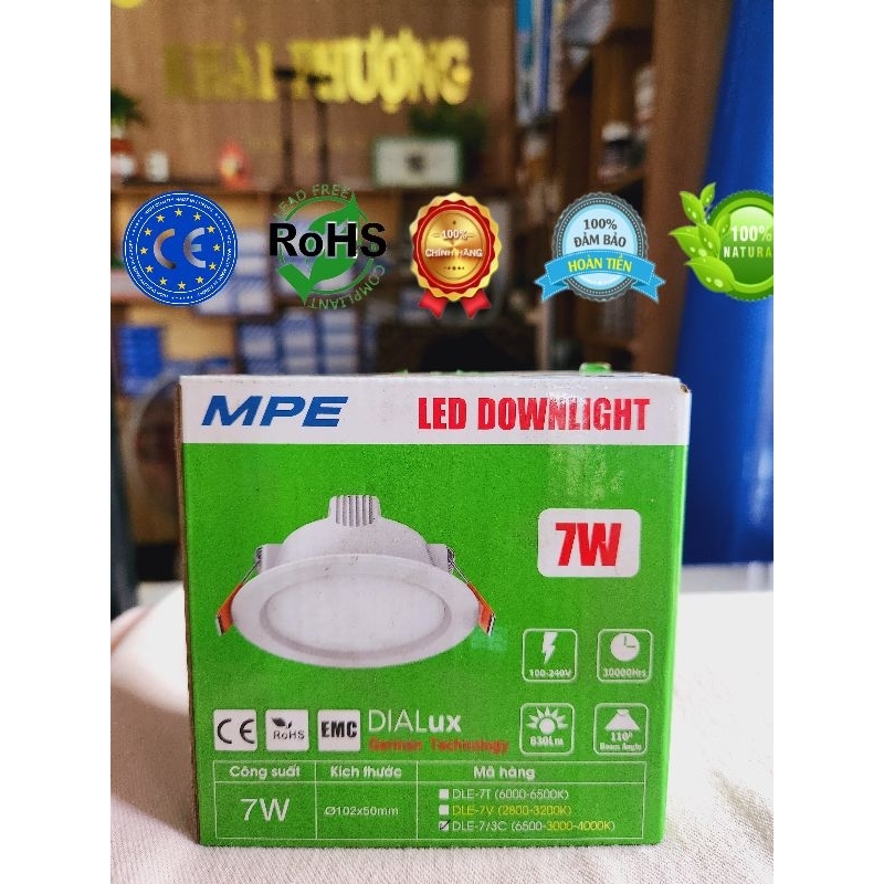 Đèn led âm trần MPE 6W, 7W, 9W hàng chính hãng, bảo hành 6 tháng