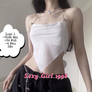(Sẵn -SML) Áo Hai Dây Hở Lưng Phối Dây Xích Thắt Nơ Xinh Xắn Thời Trang Cho Nữ