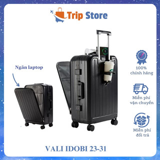 Vali du lịch size 20 inch Idobi 23-31, Vali kéo khung nhôm thời trang có ngăn laptop kèm khay đựng cốc tiện lợi