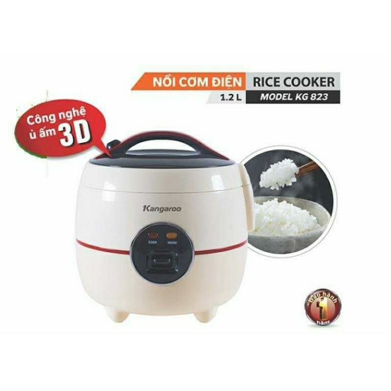 Nồi cơm điện kangaroo kg823 dung tích 1.2l bảo hành 12 tháng.
