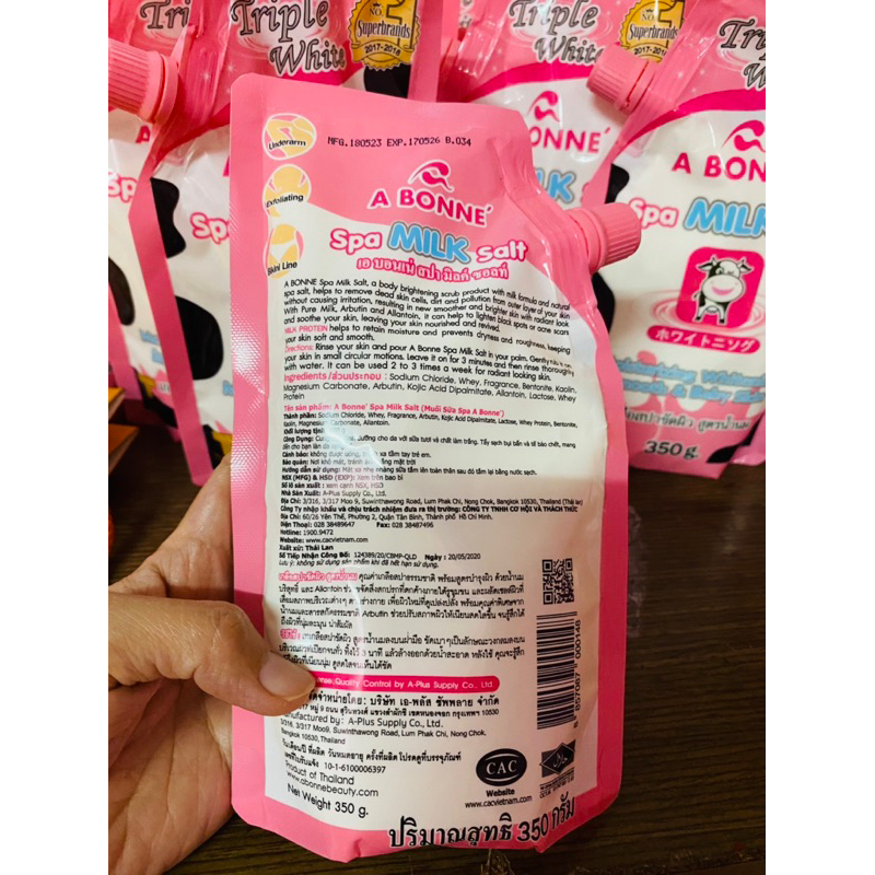 Muối Tắm Sữa Bò Tẩy Tế Bào Chết , Làm Sáng Da, Dưỡng Da Mịn Màng A Bonne Spa Salt Thái Lan 350g