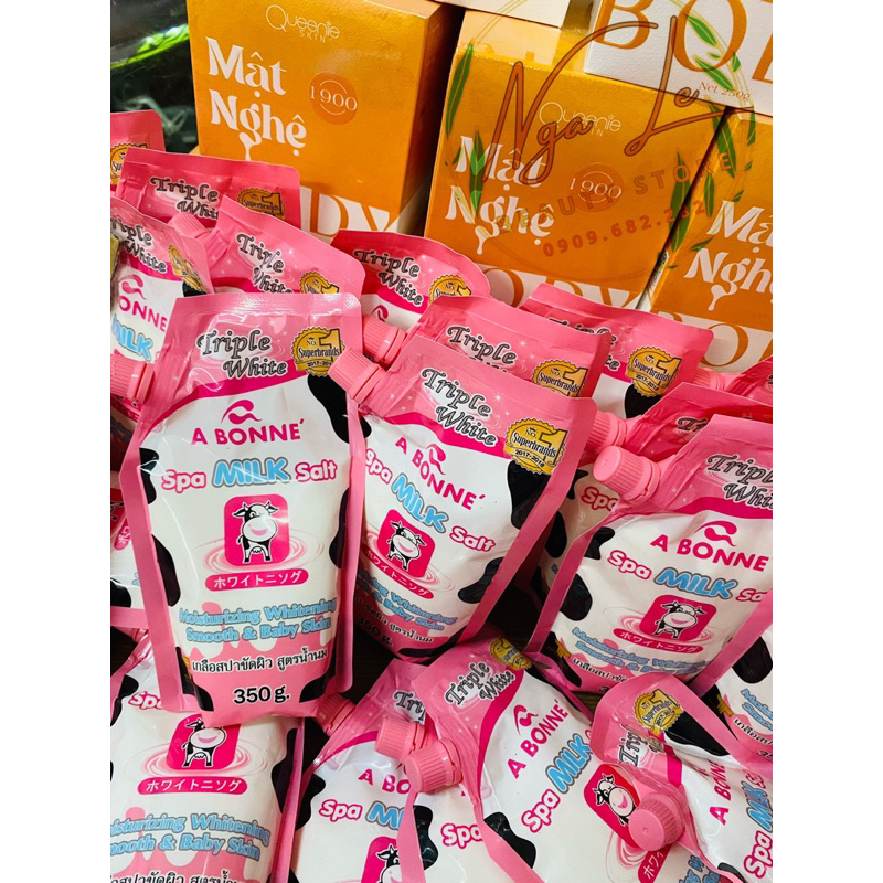 Muối Tắm Sữa Bò Tẩy Tế Bào Chết , Làm Sáng Da, Dưỡng Da Mịn Màng A Bonne Spa Salt Thái Lan 350g