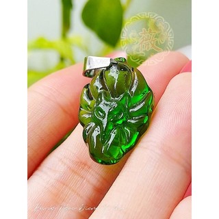 Mặt dây chuyền hồ ly lưu ly xanh lá size nhỏ 2cm